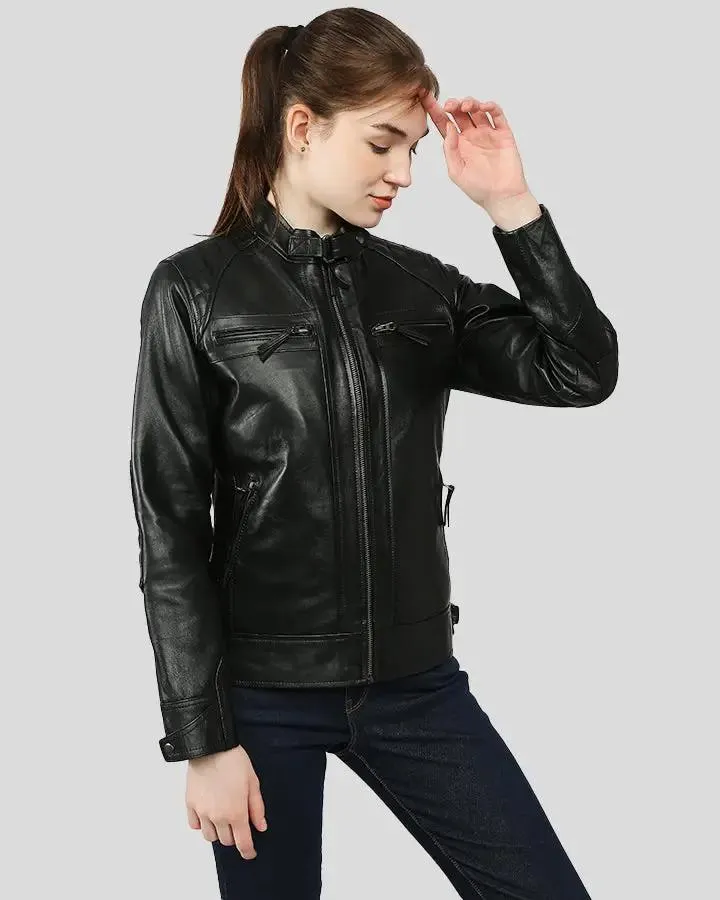 Annalise Black Racer Leather Jackets