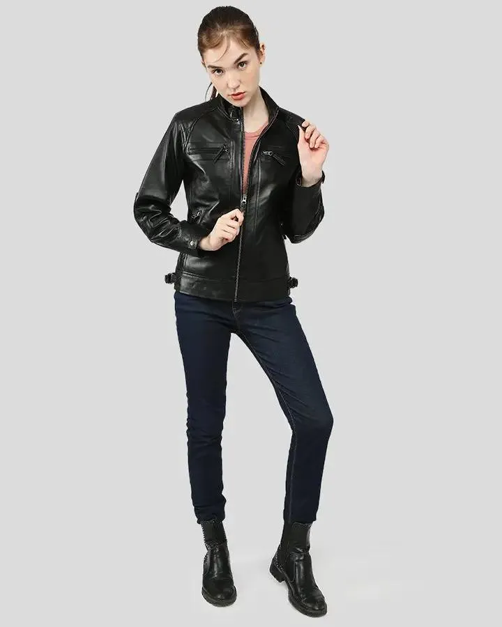 Annalise Black Racer Leather Jackets