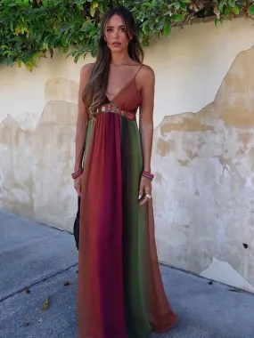 Backless Chiffon Beach Sling Maxi Dress