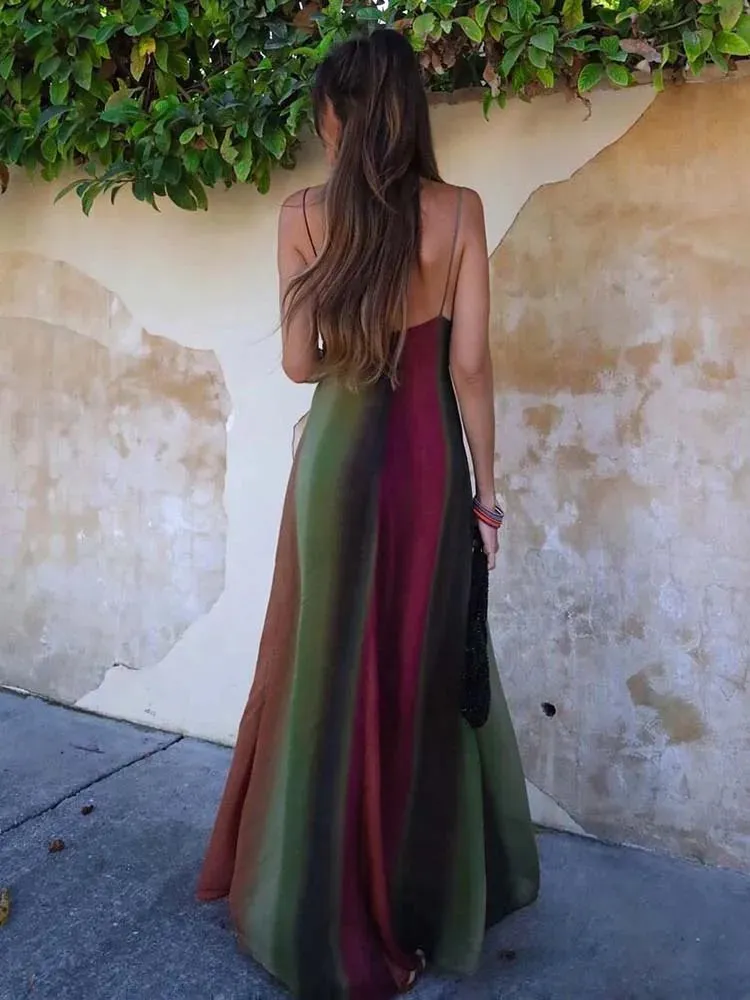 Backless Chiffon Beach Sling Maxi Dress