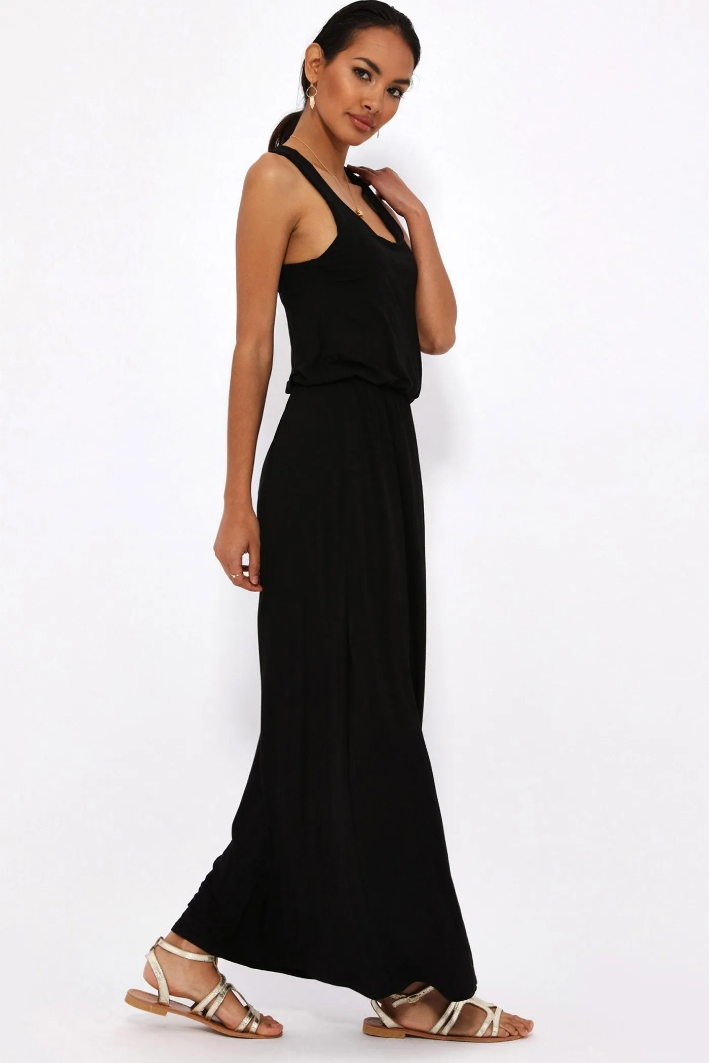 Black Racer Back Maxi Dress