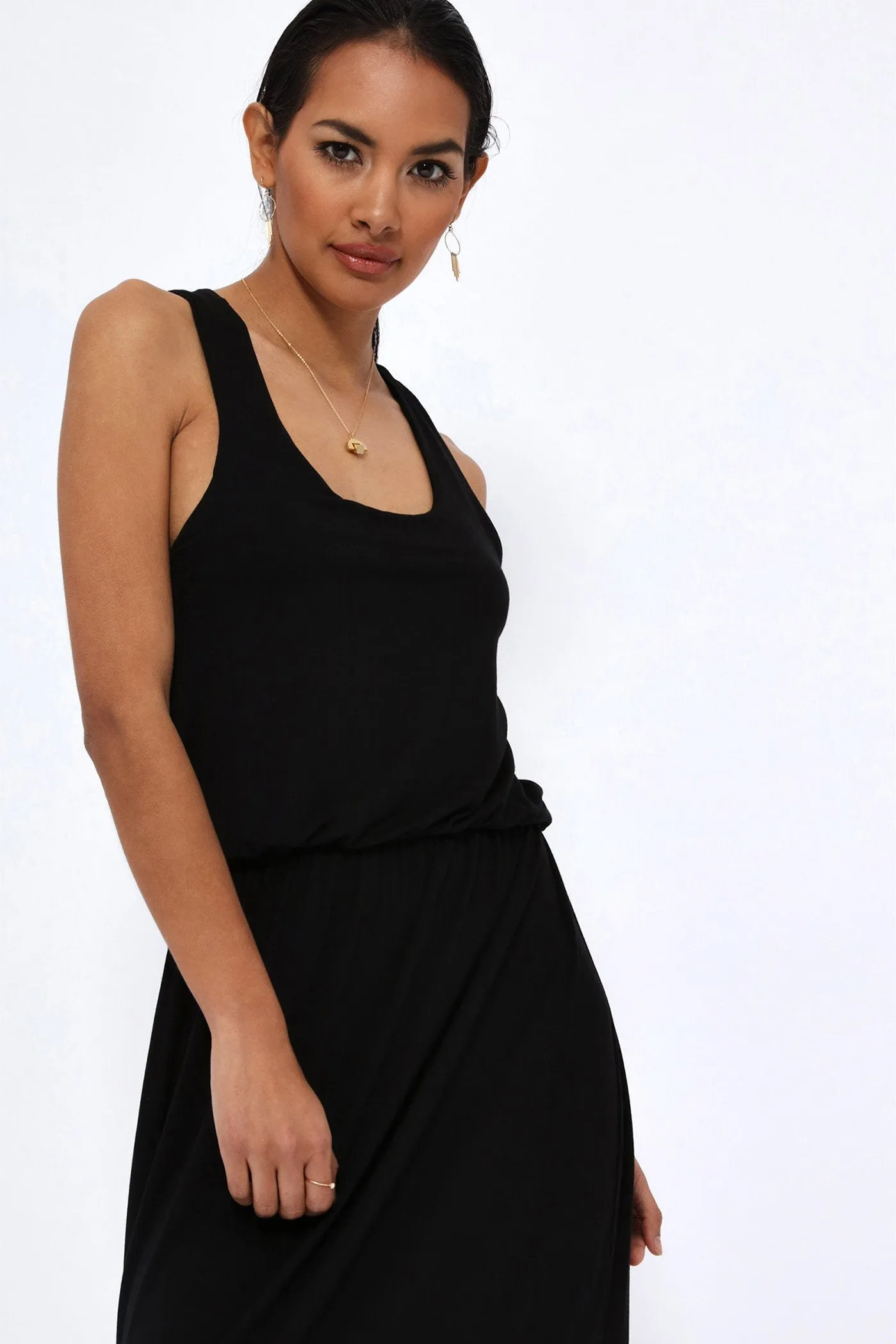 Black Racer Back Maxi Dress