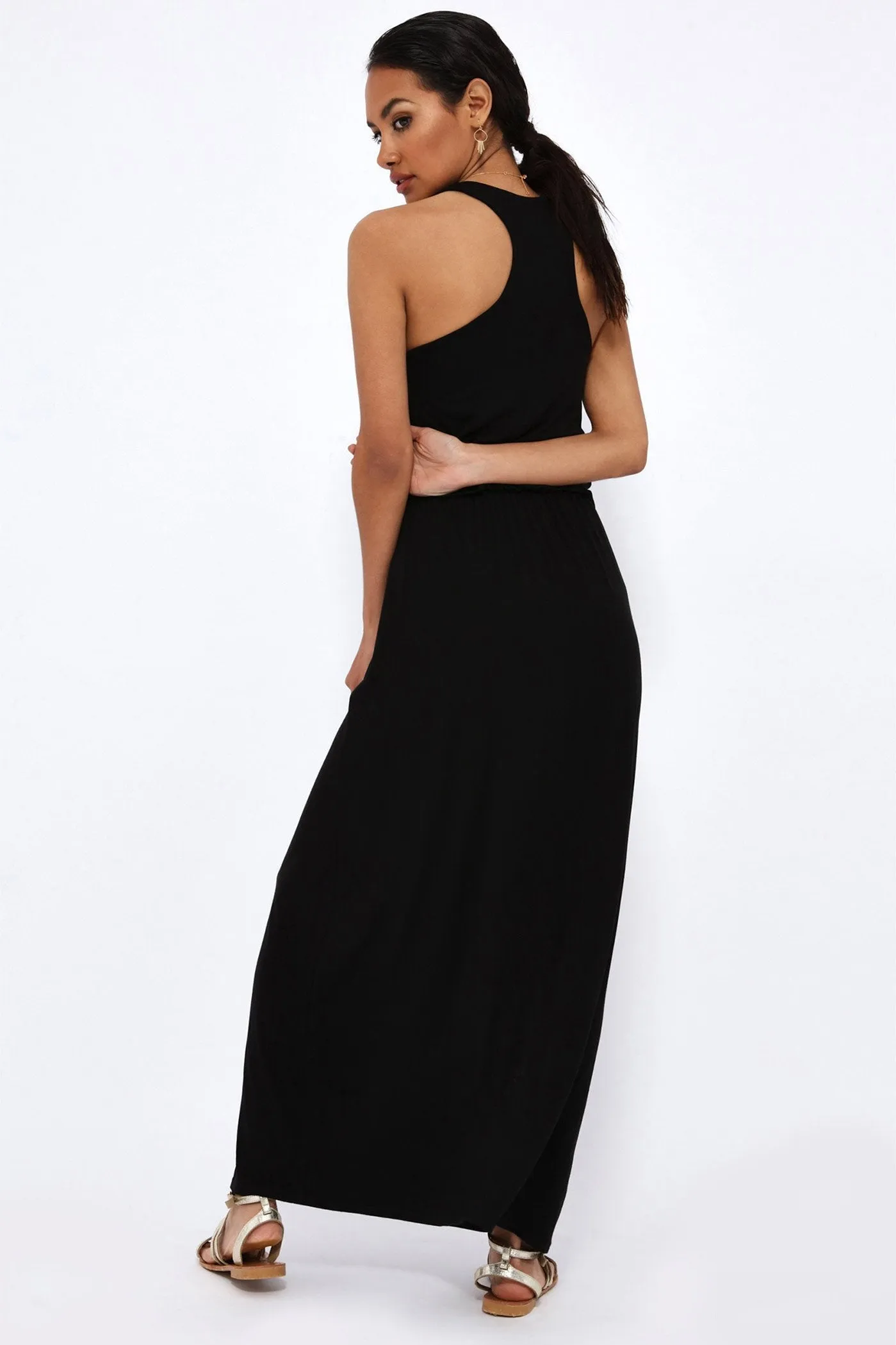 Black Racer Back Maxi Dress