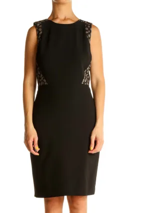 Black Solid Work Sheath Dress