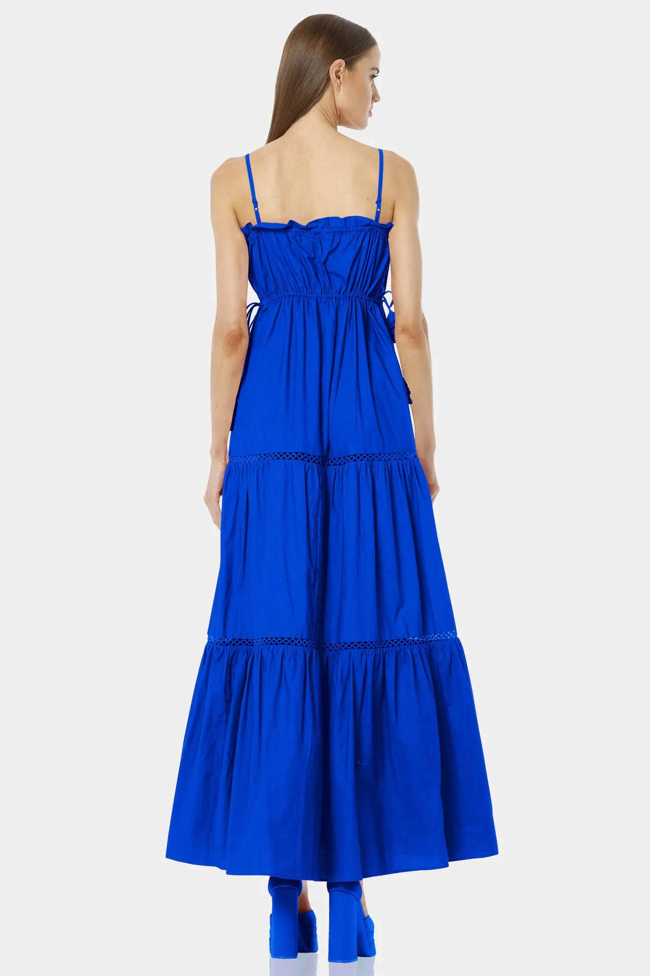 Blue Fit And Flare Maxi Dress