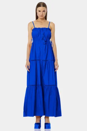 Blue Fit And Flare Maxi Dress