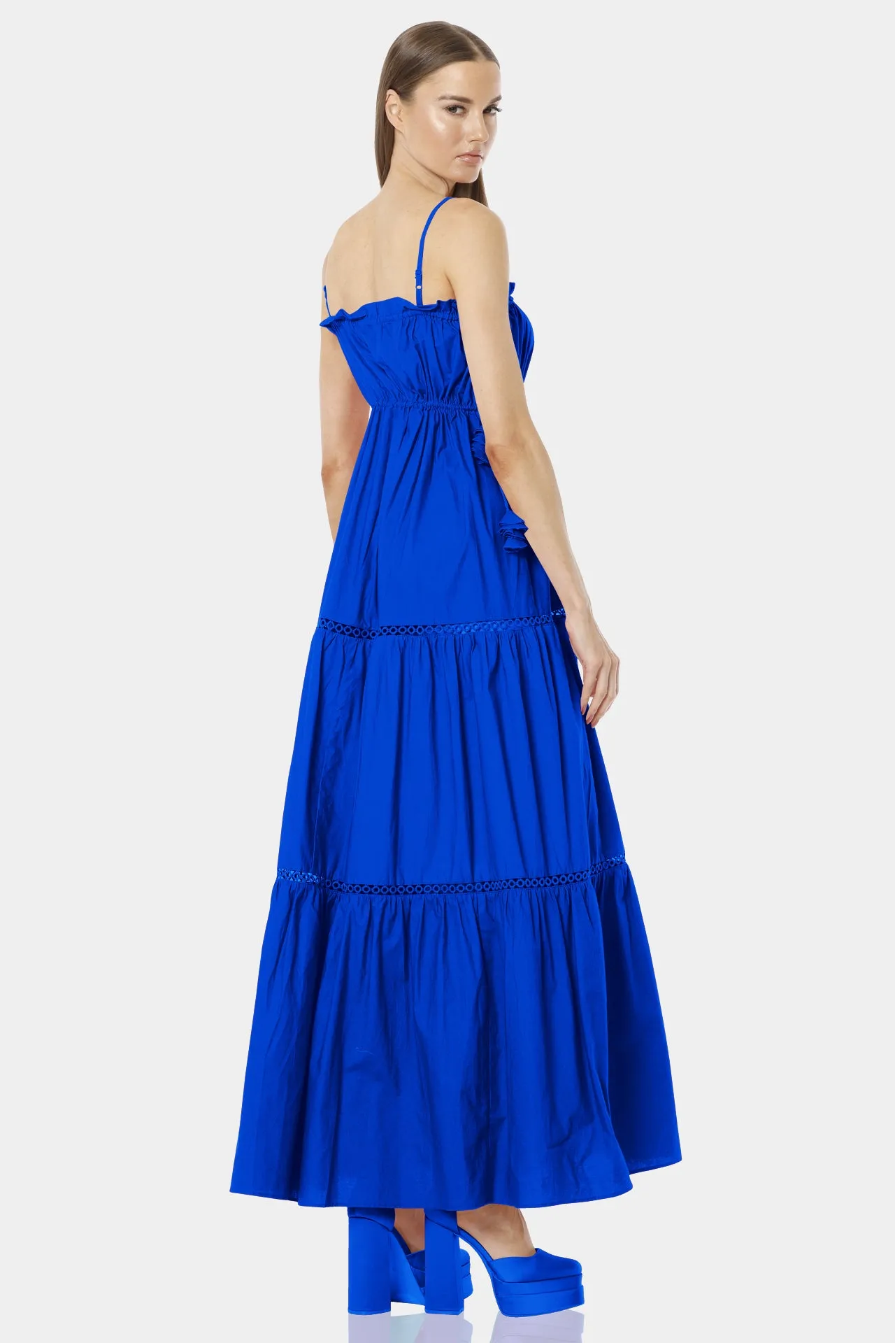 Blue Fit And Flare Maxi Dress