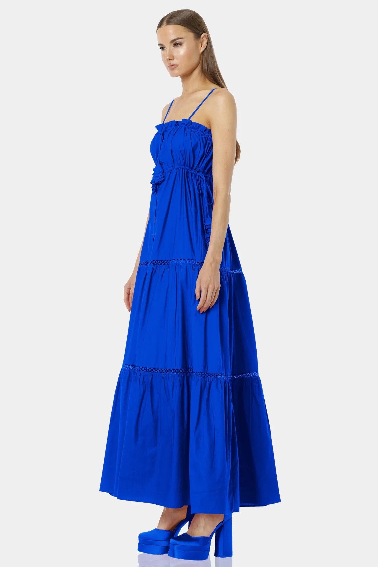 Blue Fit And Flare Maxi Dress