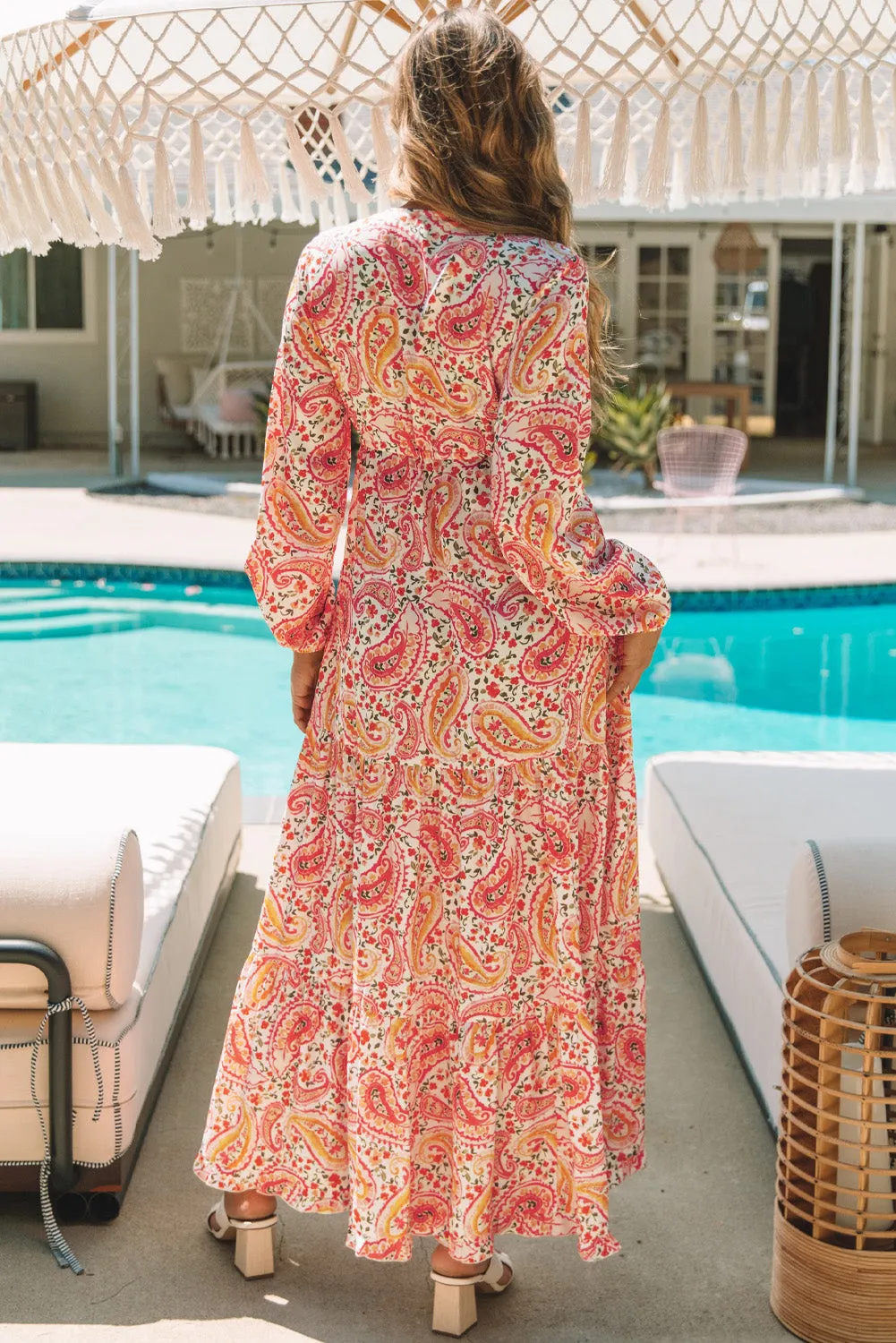 Boho Tiered Long Sleeve Maxi Dress