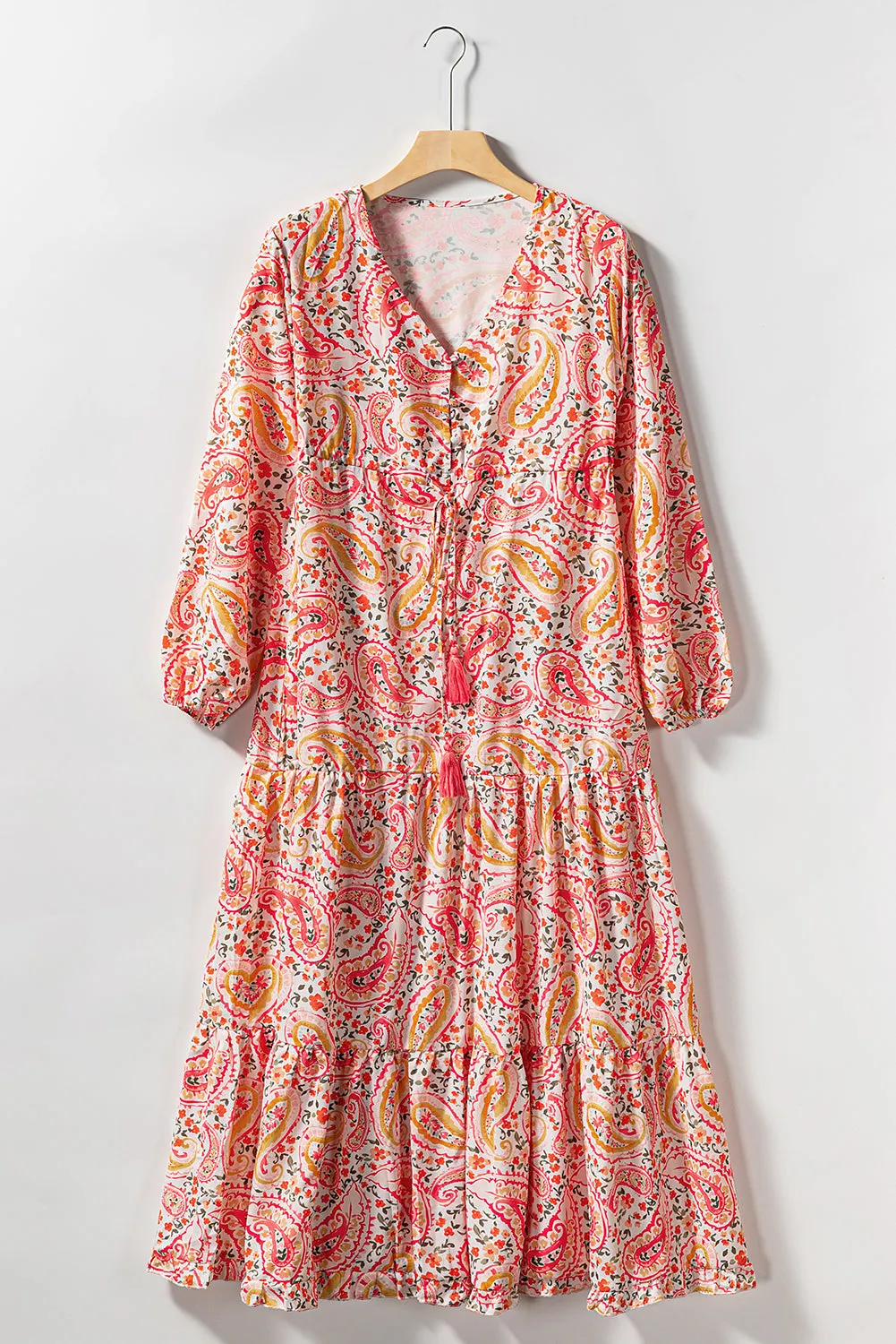 Boho Tiered Long Sleeve Maxi Dress