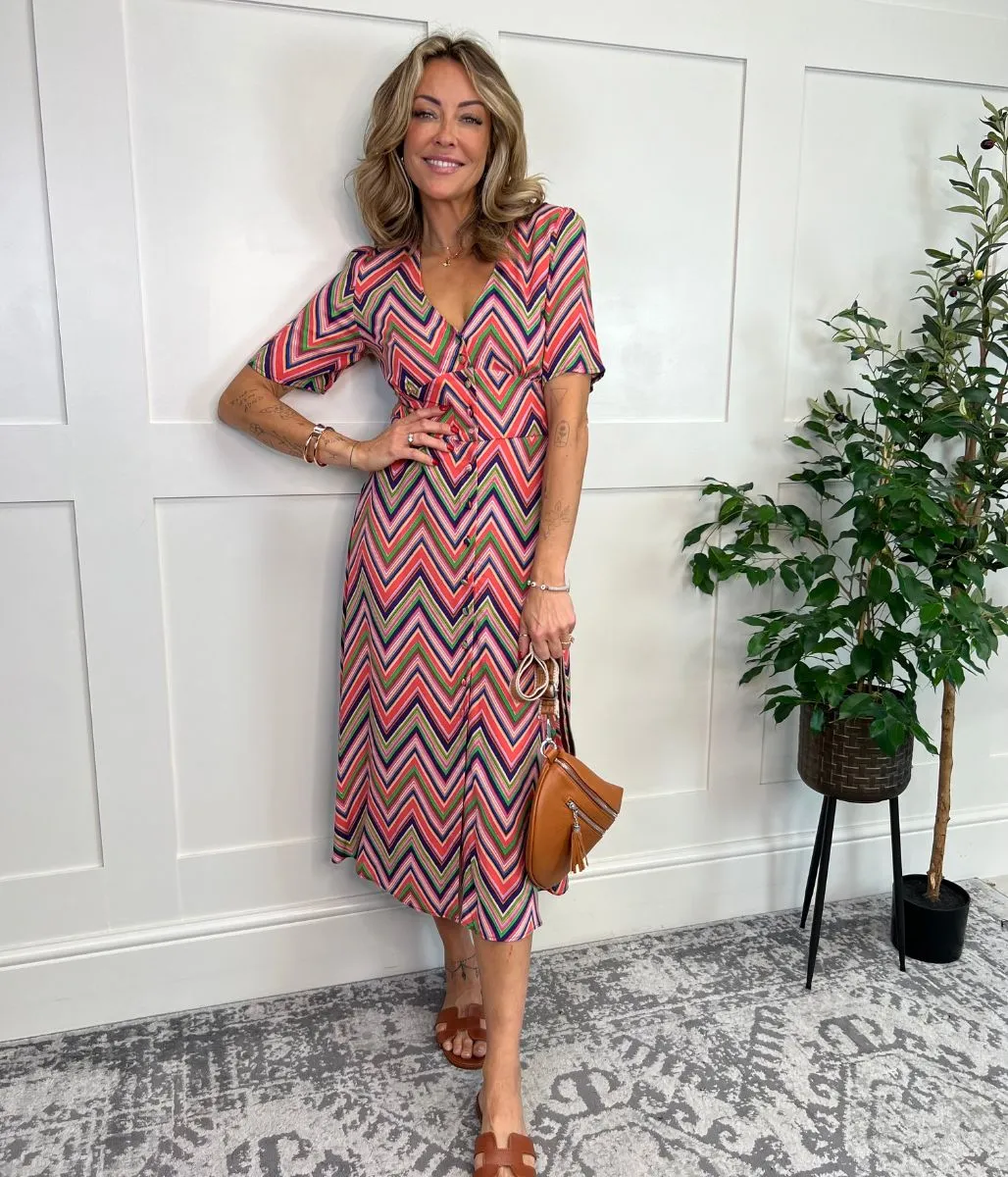 Chevron Alexa Midi Dress