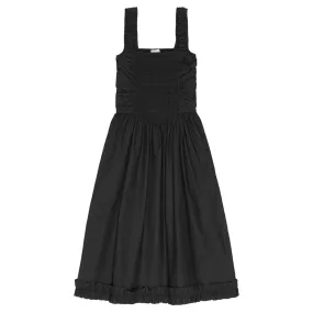 Cotton Poplin Midi Strap Smock Dress