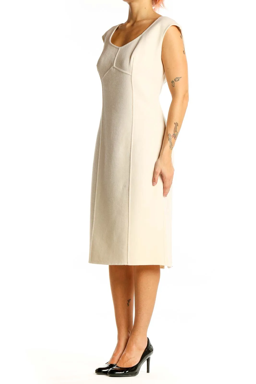 Cream Wool Sheath Dress