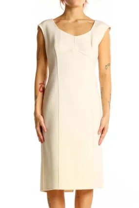 Cream Wool Sheath Dress