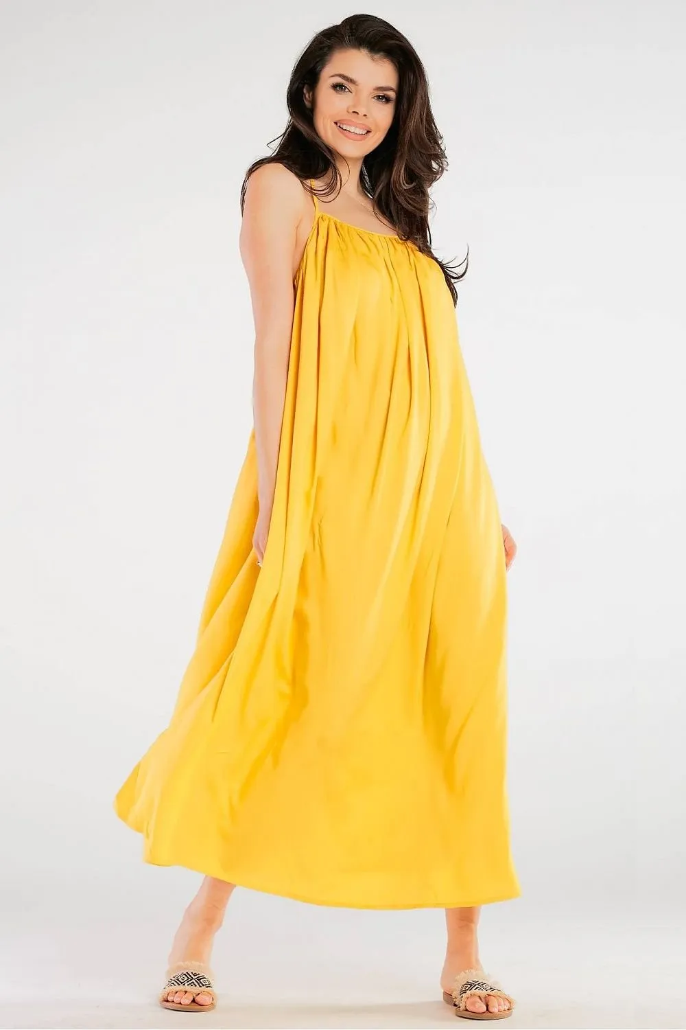 Effortlessly Chic Viscose Maxi Dress with Statement Ring Detail