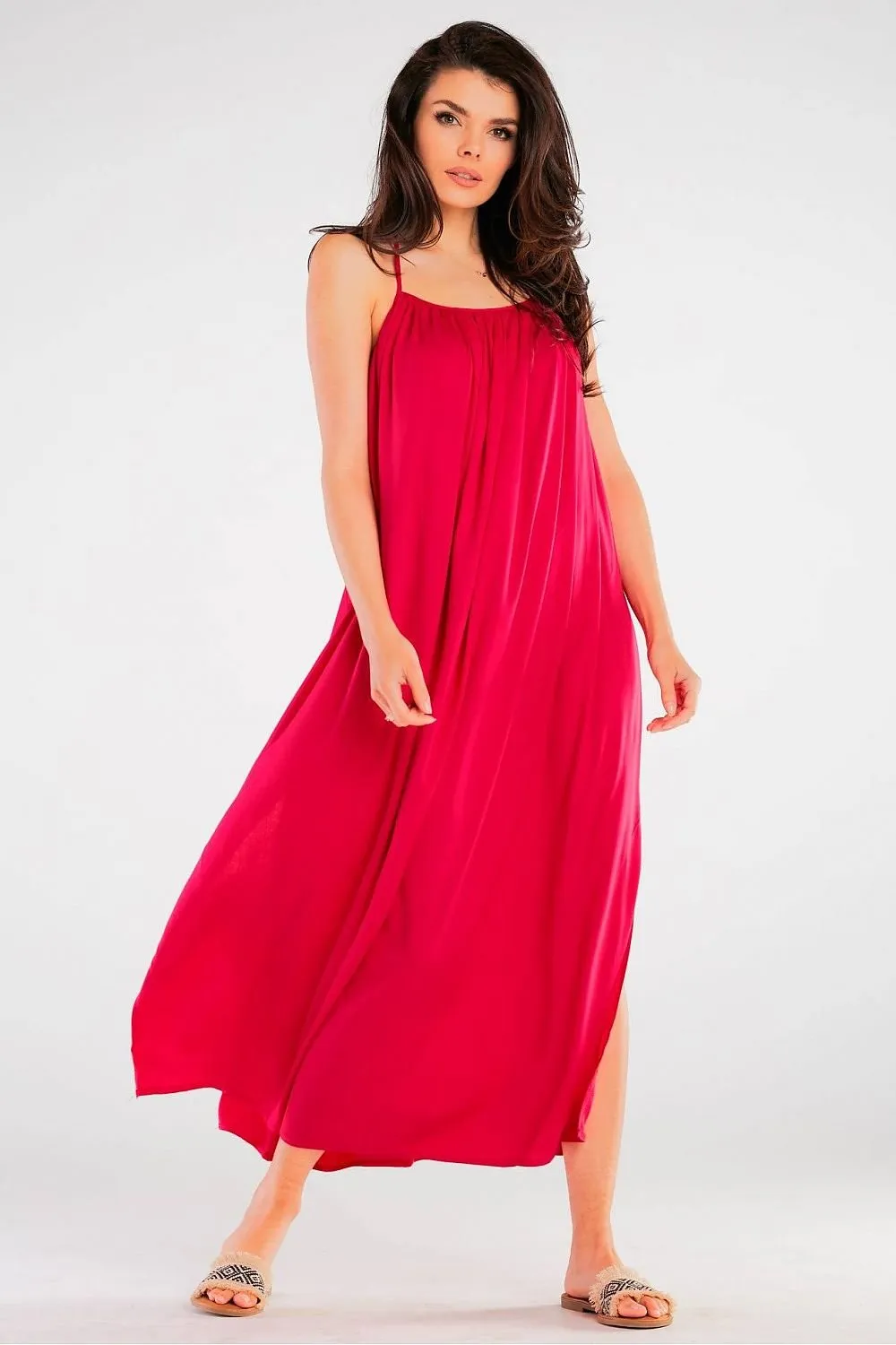 Effortlessly Chic Viscose Maxi Dress with Statement Ring Detail