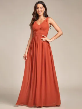 Elegant Sleeveless V-Neck Maxi Chiffon Bridesmaid Dress