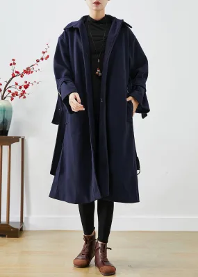 French Navy Slim Fit Thick Woolen Trench Coats Winter LY9258