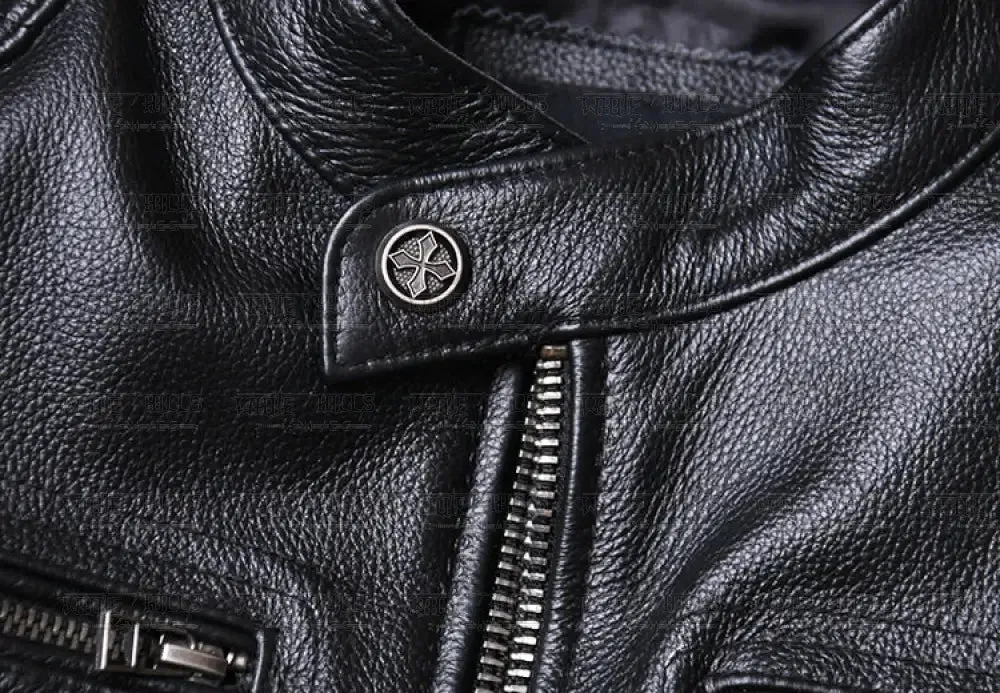 Ionic Genuine Cowhide Biker Leather Jacket Men