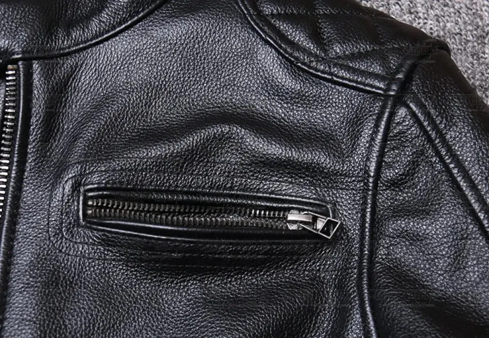 Ionic Genuine Cowhide Biker Leather Jacket Men