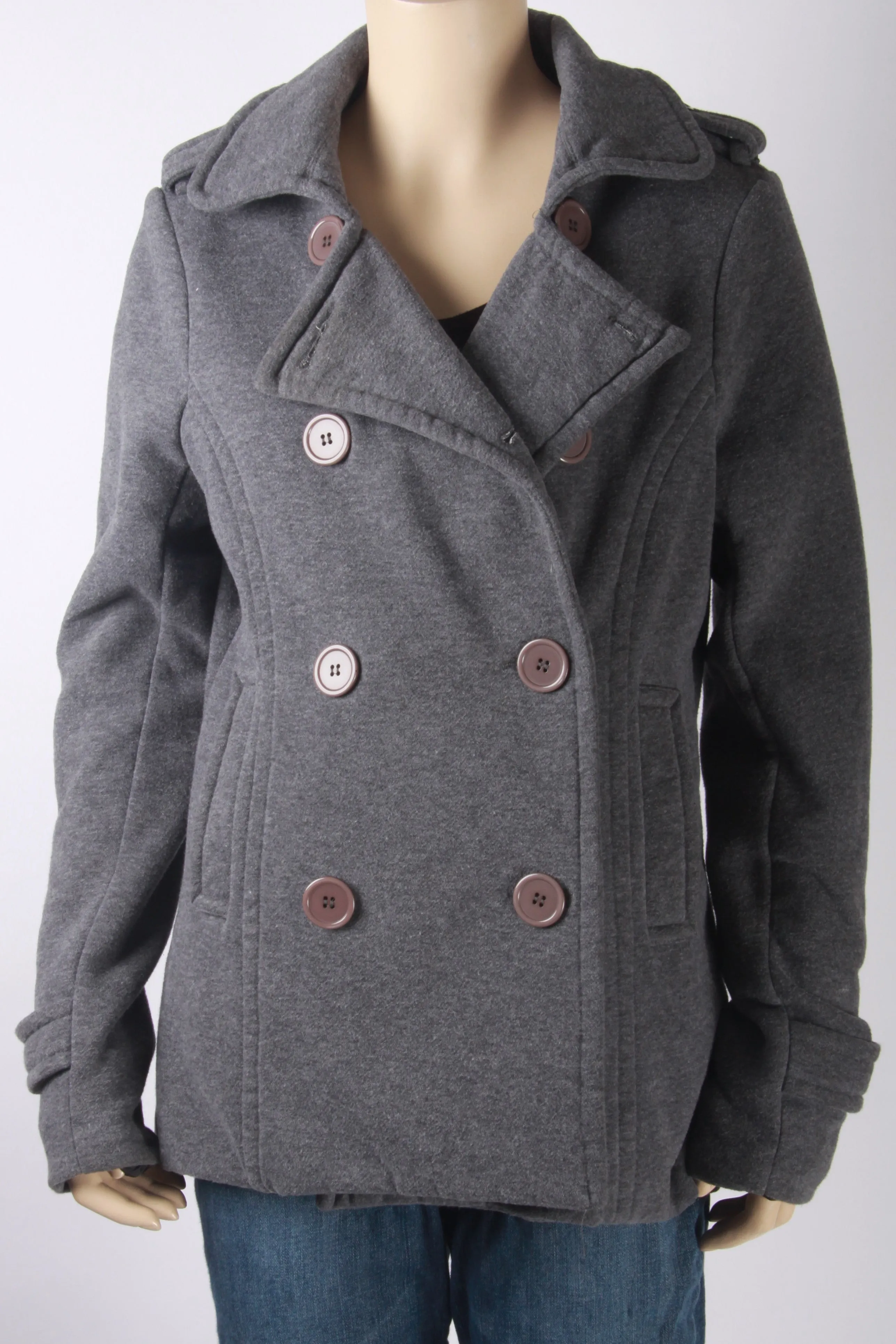 Iris Basic Gray Peacoat-Size Large