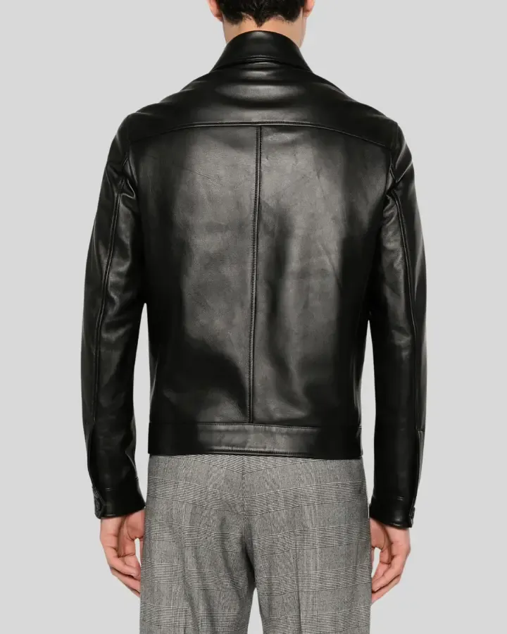 Jackson Black Slim Fit Leather Racer Jacket