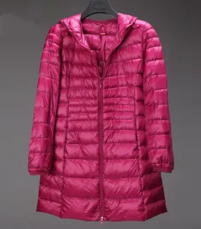 Lightweight Down Jacket Mid-length, Autumn And Winter Hooded Plus Fat Plus Size