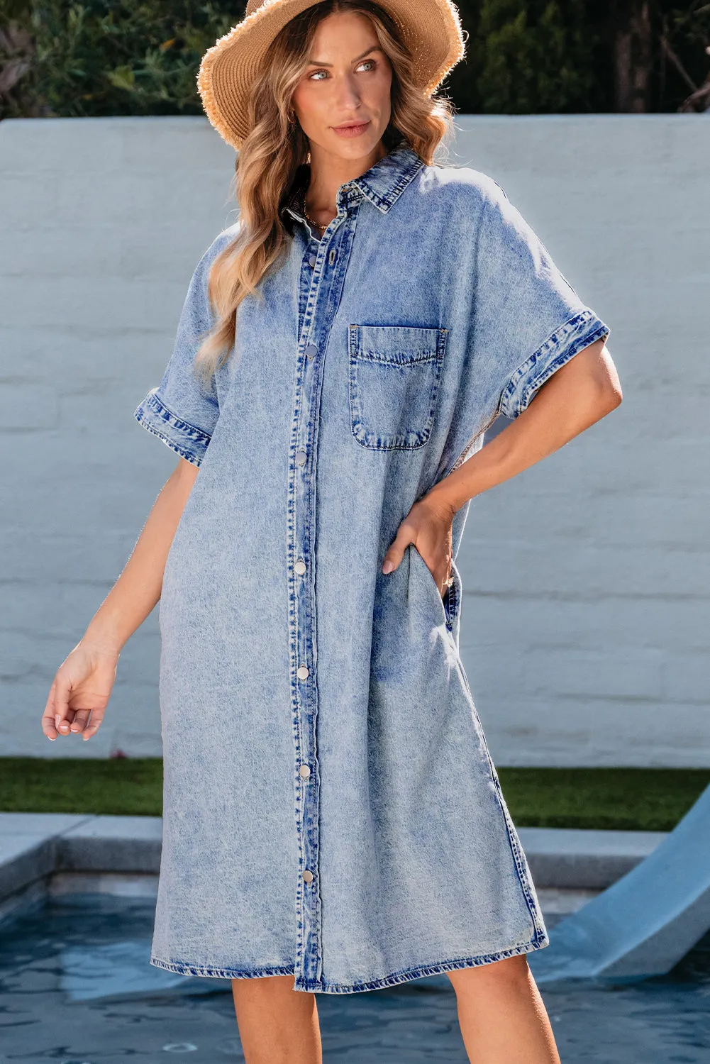 Medium Wash Shirt Chambray Dress