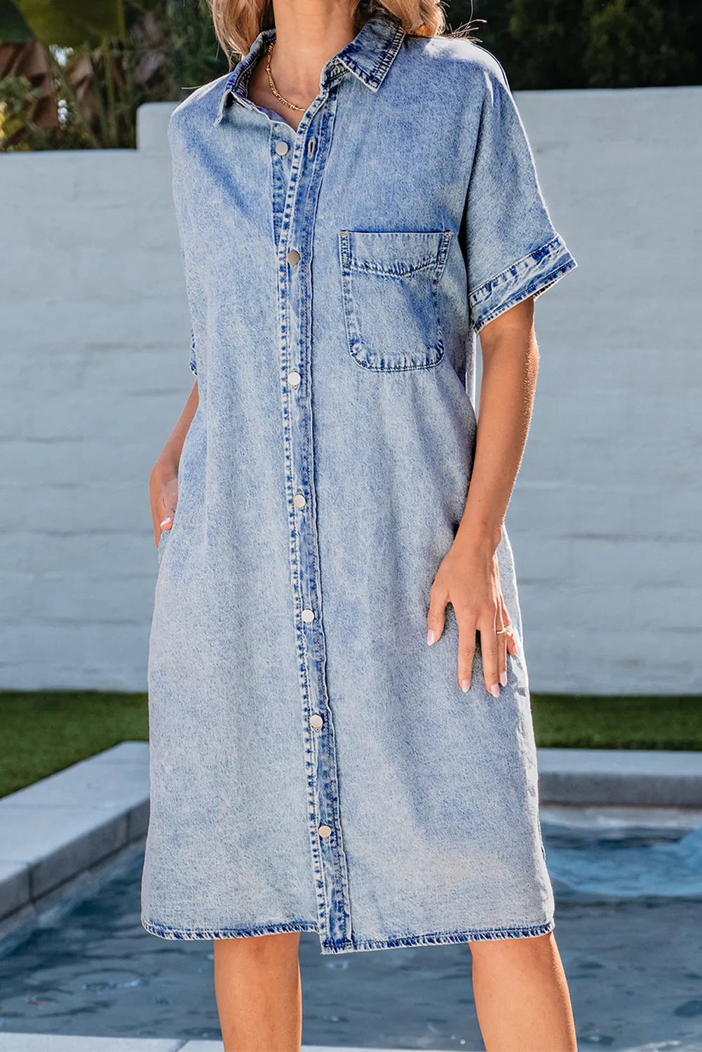 Medium Wash Shirt Chambray Dress