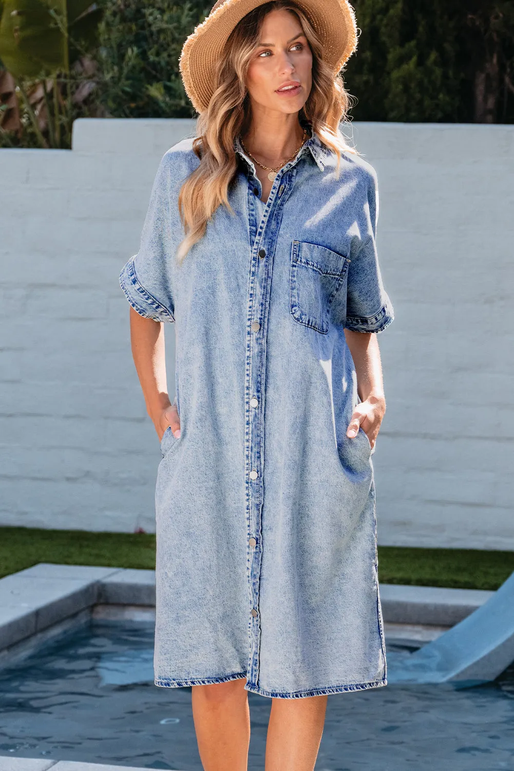 Medium Wash Shirt Chambray Dress