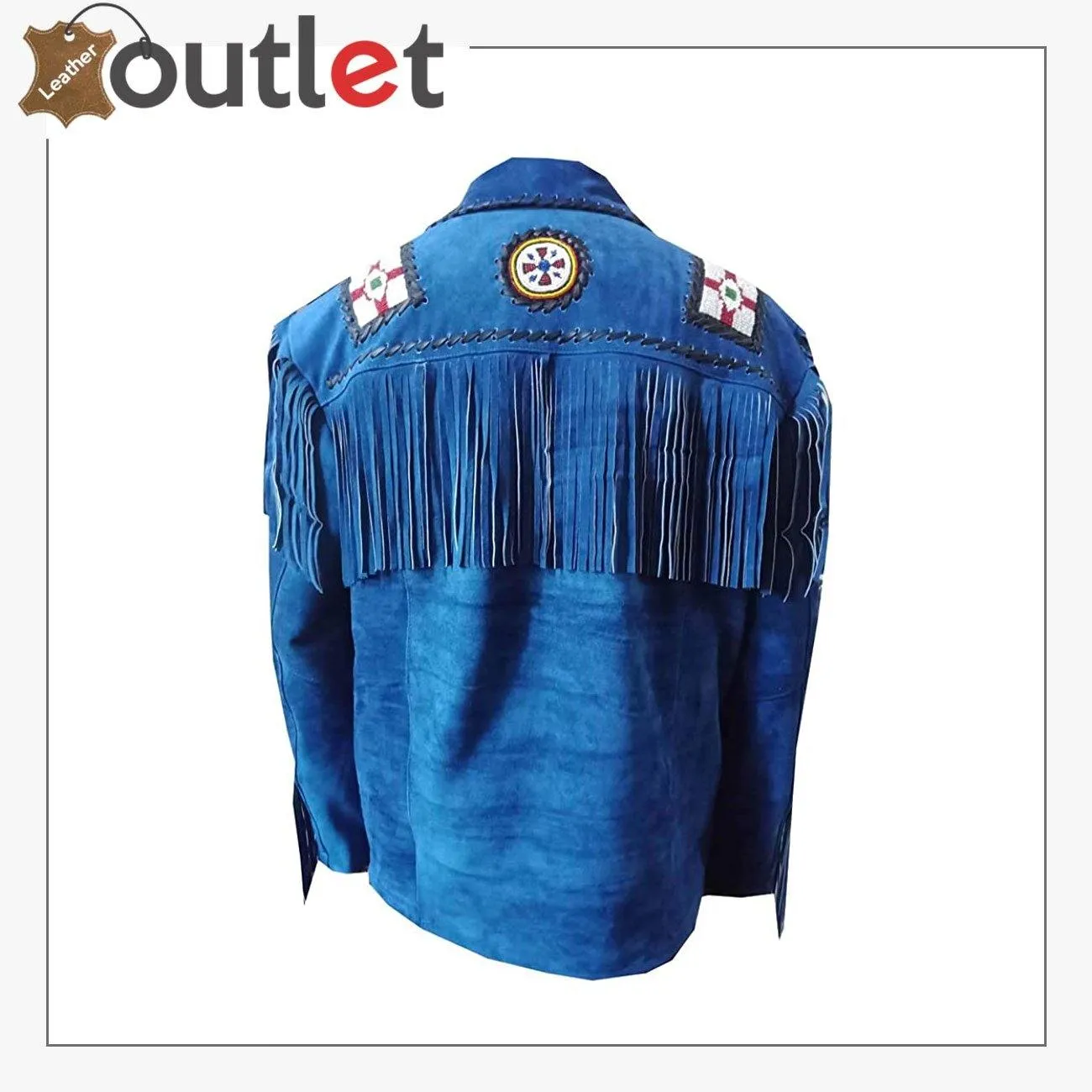 Mens Western Cowboy Fringes Leather Jacket