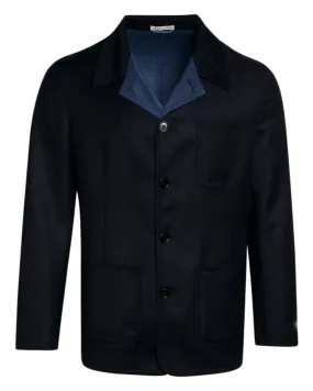 Navy Single Breast Wool Chore Jacket