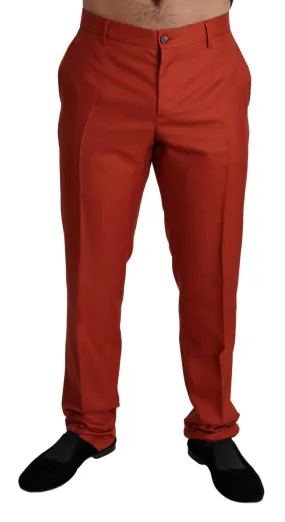 Orange Cashmere Silk Dress Formal Trouser Pants