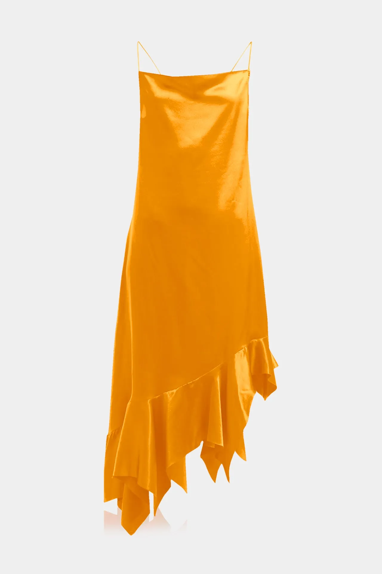 Orange Ruffle Midi Dress