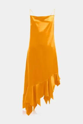 Orange Ruffle Midi Dress