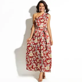 Plant And Floral Print Long Maxi Dress