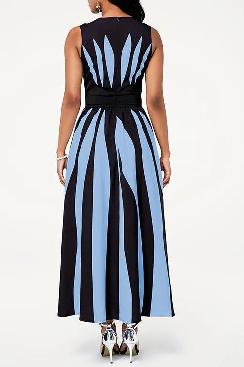 Radial Stripe Sleeveless Maxi Dress