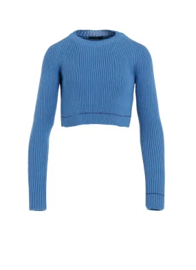 RIB STITCH TWISTED LONG SLEEVE RIB CROPPED PULLOVER