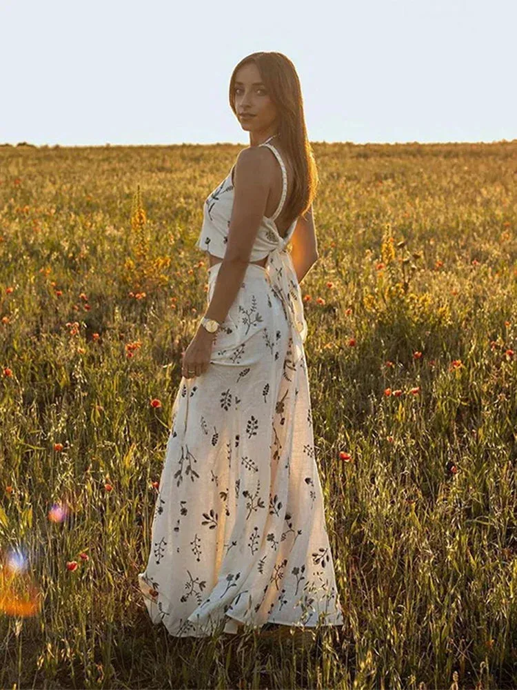 Spaghetti Strap Maxi Dress with Embroidery