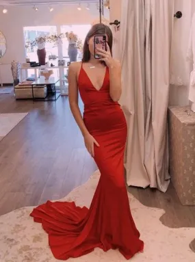 Spaghetti Straps Sheath Long Prom Dresses, Simple Sleeveless Evening Dresses