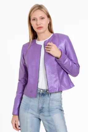 The Havnen  Lilac Leather Women Jacket