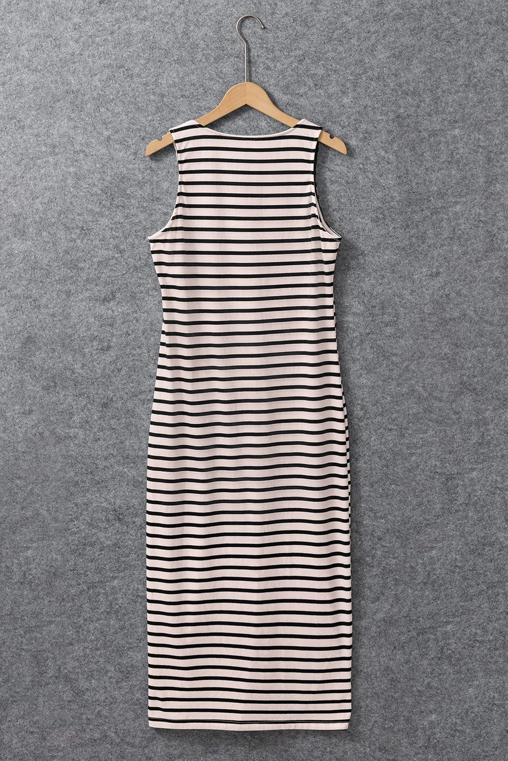 White Striped Sleeveless Maxi Dress